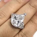 5.11 Carat Pear Diamond Ring | Brilliant White | 14K White Gold | Timeless Brilliance - Image 4