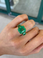 13.73 Carat Emerald Diamond Ring | 18K White Gold