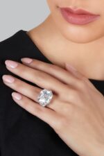 13 Carat Assher Cut Statement | Brilliant White / D color | VVS | 14K White Gold - Image 4