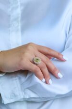 7.06 Carat Oval Halo Diamond Ring | Fancy Yellow | 14K White Gold - Image 3