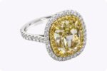 7.06 Carat Oval Halo Diamond Ring | Fancy Yellow | 14K White Gold - Image 5
