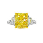 4.02 Carat Radiant Diamond Ring | Fancy Yellow | FL/IF | 14K White Gold - Image 7