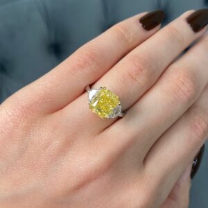 4.02 Carat Radiant Diamond Ring | Fancy Yellow | FL/IF | 14K White Gold