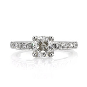 1.7 Carat Cushion Diamond Ring | Brilliant White | 14K White Gold | Refined Light | Heirloom
