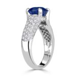 4.22 Carat Round Brilliant Diamond Ring | Royal Blue Sapphire | 14K White Gold | Quiet Power - Image 3