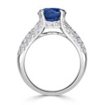 4.22 Carat Round Brilliant Diamond Ring | Royal Blue Sapphire | 14K White Gold | Quiet Power - Image 4