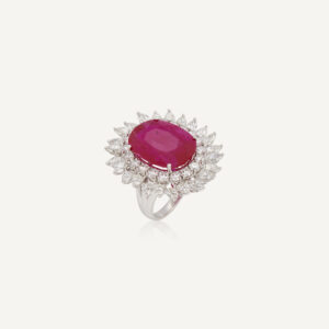 14 Carat Round Brilliant Statement | Ruby Red | 14K White Gold | High Jewellery Supremacy