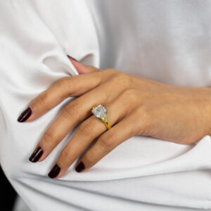 5.05 Carat Asscher Diamond Ring | Fancy Yellow | 14K Yellow Gold