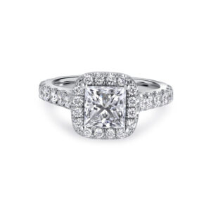 2 Carat Princess Halo Diamond Ring | Brilliant White | 18K White Gold | Quiet Power
