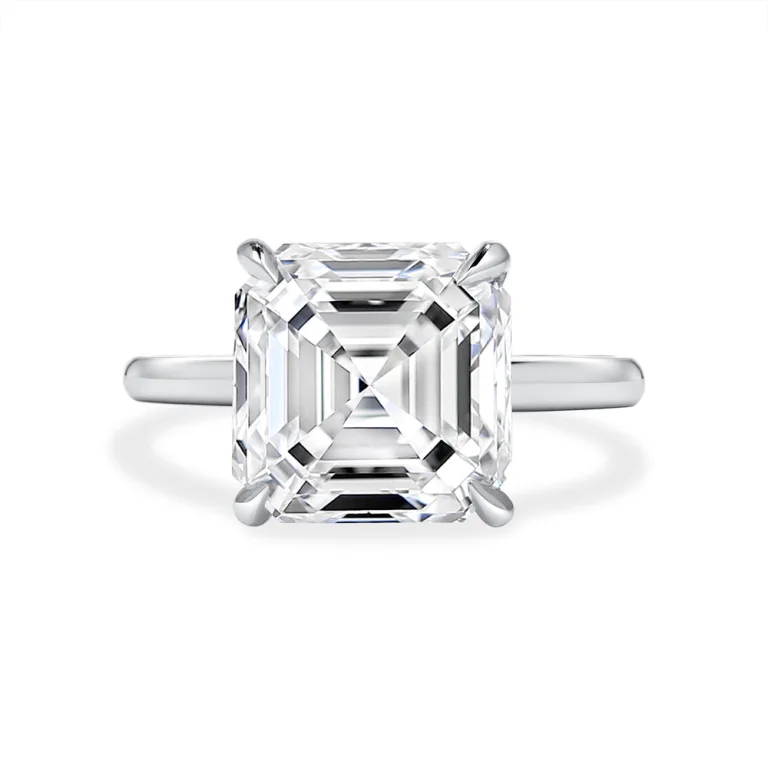 6.01 Carat Asscher Halo Diamond Ring | Brilliant White | 18K Gold | Refined Grandeur