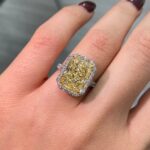 7 Carat Radiant Halo Diamond Ring | Fancy Yellow | 14K White Gold - Image 2