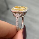 7 Carat Radiant Halo Diamond Ring | Fancy Yellow | 14K White Gold - Image 3