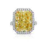 7 Carat Radiant Halo Diamond Ring | Fancy Yellow | 14K White Gold - Image 4