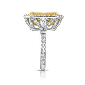 7 Carat Radiant Halo Diamond Ring | Fancy Yellow | 14K White Gold