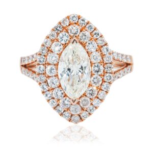 1.52 Carat Marquise Diamond Ring | Brilliant White | 14K Rose Gold | Classic Charm