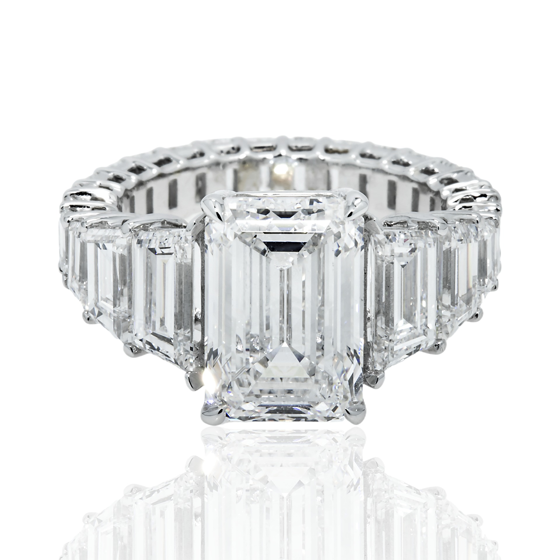 14k-white-gold-5-01ct-emerald-cut-diamond-engagement-ring-10-26ctw-225000-front-view-primary.jpg 10.26 Carat Emerald Diamond Ring | 14K White Gold | Unparalleled Brilliance - Image 1