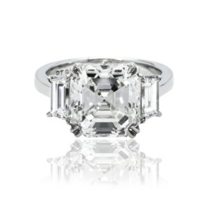 6.26 Carat Asscher Diamond Ring | Brilliant White | 14K White Gold | Refined Grandeur