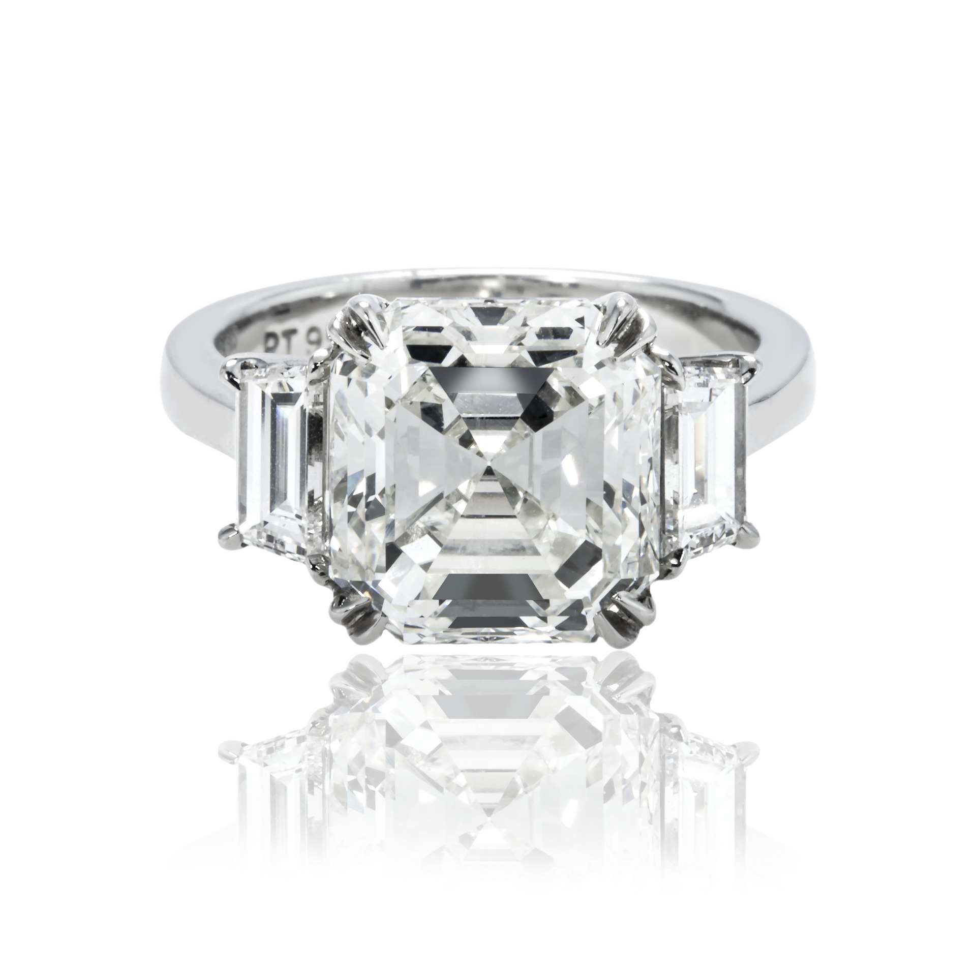 14k-white-gold-5-37ct-asscher-cut-triple-diamond-engagement-ring-6-26ctw-95000-front-view-primary.jpg 6.26 Carat Asscher Diamond Ring | Brilliant White | 14K White Gold | Refined Grandeur - Image 1