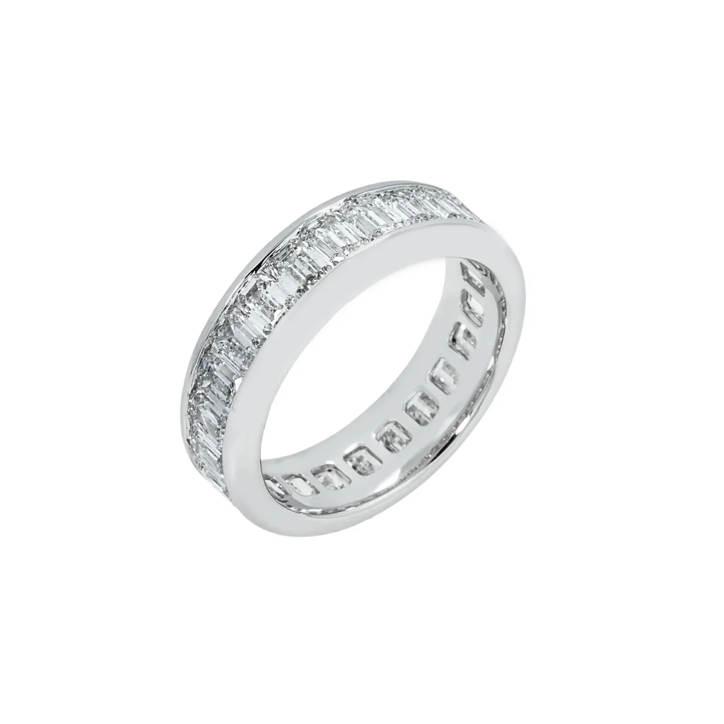 5.9 Carat Emerald Eternity Band | 14K White Gold | Radiant Elegance