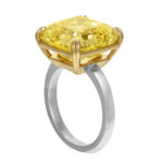 15 Carat Assher Cut Statement | Fancy Yellow | 14K White Gold | Sunlit Royal Radiance - Image 3