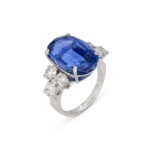 15 Carat Round Brilliant Statement | Royal Blue Sapphire | 14K White Gold - Image 7