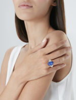15 Carat Round Brilliant Statement | Royal Blue Sapphire | 14K White Gold - Image 8
