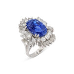 15 Carat Round Brilliant Statement | Royal Blue Sapphire | 14K White Gold