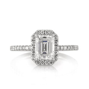 1.5 Carat Emerald Diamond Ring | 14K White Gold | Elegant Sparkle