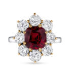 3 Carat Cushion Halo Diamond Ring | Ruby Red | 18K Gold | Quiet Power | Modern Classic
