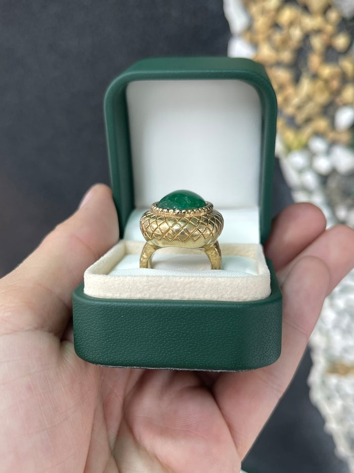 16-83ct-14k-oval-shaped-cabochon-cut-mystic-dark-green-emerald-solitaire-vintage-inspired-antique-ring-4499-front-view-primary.jpg 16.83 Carat Oval Statement | 14K White Gold | Unparalleled Brilliance - Image 1