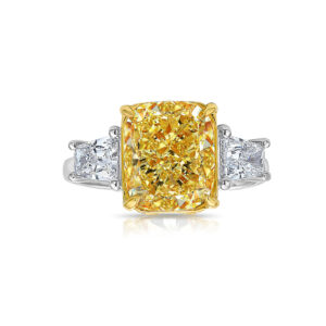 5 Carat Cushion Diamond Ring | Fancy Yellow | 14K White Gold | Rare Fancy-Color Splendour