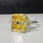 6.5 Carat Round Brilliant Diamond Ring | Fancy Yellow | 14K White Gold - Image 2