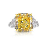 6.5 Carat Round Brilliant Diamond Ring | Fancy Yellow | 14K White Gold - Image 3