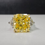 6.5 Carat Round Brilliant Diamond Ring | Fancy Yellow | 14K White Gold