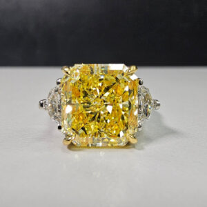 6.5 Carat Round Brilliant Diamond Ring | Fancy Yellow | 14K White Gold