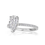 2 Carat Pear Diamond Ring | Brilliant White | 14K White Gold | Effortless Elegance - Image 2