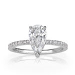 2 Carat Pear Diamond Ring | Brilliant White | 14K White Gold | Effortless Elegance