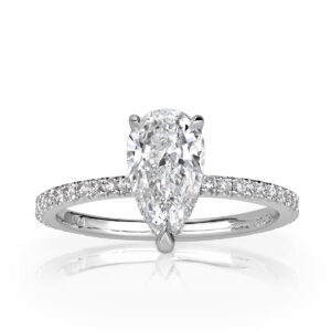 2 Carat Pear Diamond Ring | Brilliant White | 14K White Gold | Effortless Elegance