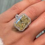 10 Carat Radiant Halo Diamond Ring | Fancy Yellow | 14K White Gold - Image 2