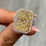 10 Carat Radiant Halo Diamond Ring | Fancy Yellow | 14K White Gold - Image 3