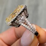 10 Carat Radiant Halo Diamond Ring | Fancy Yellow | 14K White Gold - Image 4