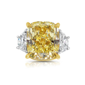 6 Carat Cushion Diamond Ring | Fancy Yellow | 14K White Gold | A Crown-Worthy Fancy Rarity