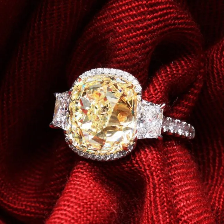 9.77 Carat Cushion Diamond Ring | Fancy Yellow | VS1 | 18K Gold