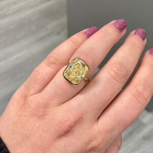 9.01 Carat Round Brilliant Statement | Fancy Yellow | 14K White Gold | Sunlit Royal Radiance