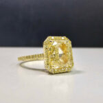 2.03 Carat Radiant Halo Diamond Ring | Fancy Yellow | 14K White Gold