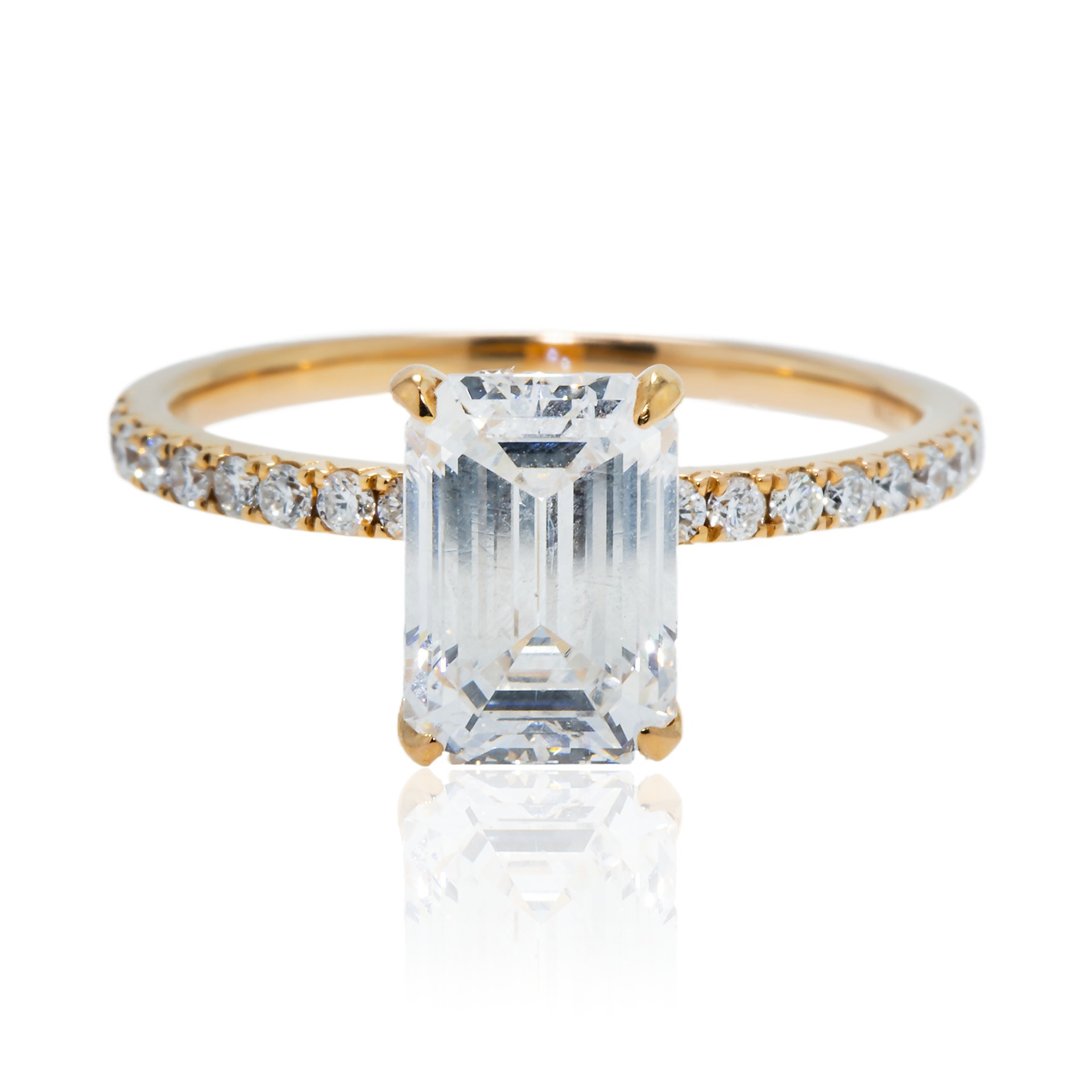 18k-rose-gold-2-02ct-emerald-cut-diamond-engagement-ring-2-34ctw-16700-front-view-primary.jpg 2.02 Carat Emerald Diamond Ring | 18K Rose Gold | Everyday Royalty - Image 1