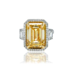 11.93 Carat Emerald-cut Statement | Fancy Yellow | 18K White Gold | Sunlit Royal Radiance