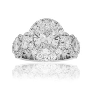 5.77 Carat Oval Diamond Ring | Brilliant White | 18K White Gold | Signature Sophistication
