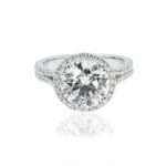 4.08 Carat Round Brilliant Halo Diamond Ring | Brilliant White | 18K White Gold - Image 2