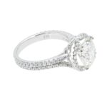 4.08 Carat Round Brilliant Halo Diamond Ring | Brilliant White | 18K White Gold - Image 3